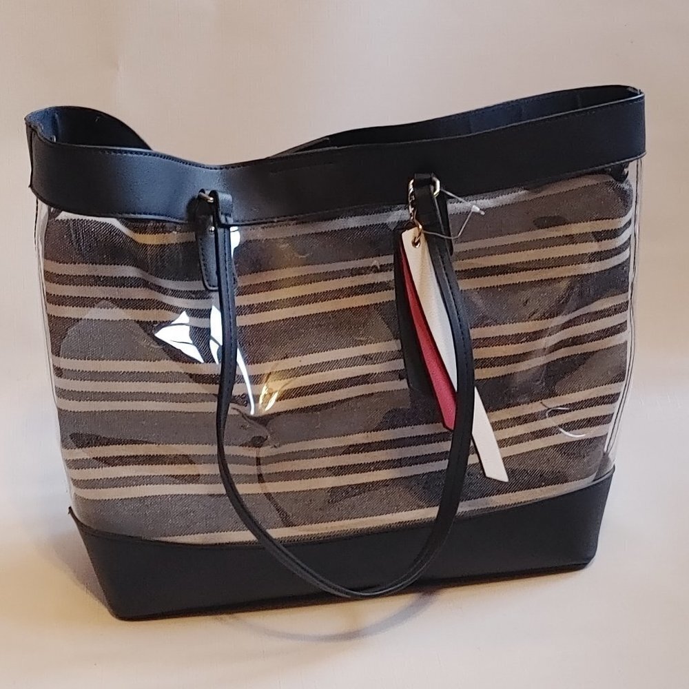 BEACH BAG PVC and Nautical Stripe BNWOT Stadium Approved
